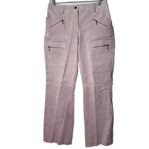 Vintage Junction West Suede Leather Pants Pink Cargo Moto Biker Career Dressy 6